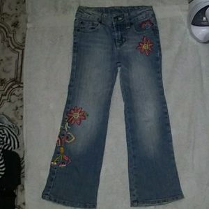 Girls 5T floral embroidered blue jeans